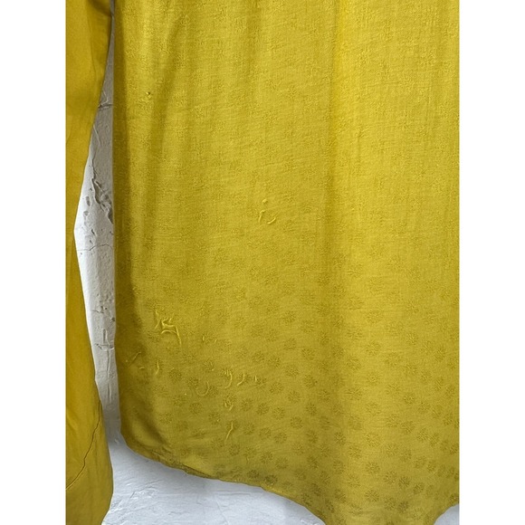 Maeve Chartreuse Blouse Long Sleeves 1/2 Button Front Pleated Collared Women's 0 - Picture 4 of 7